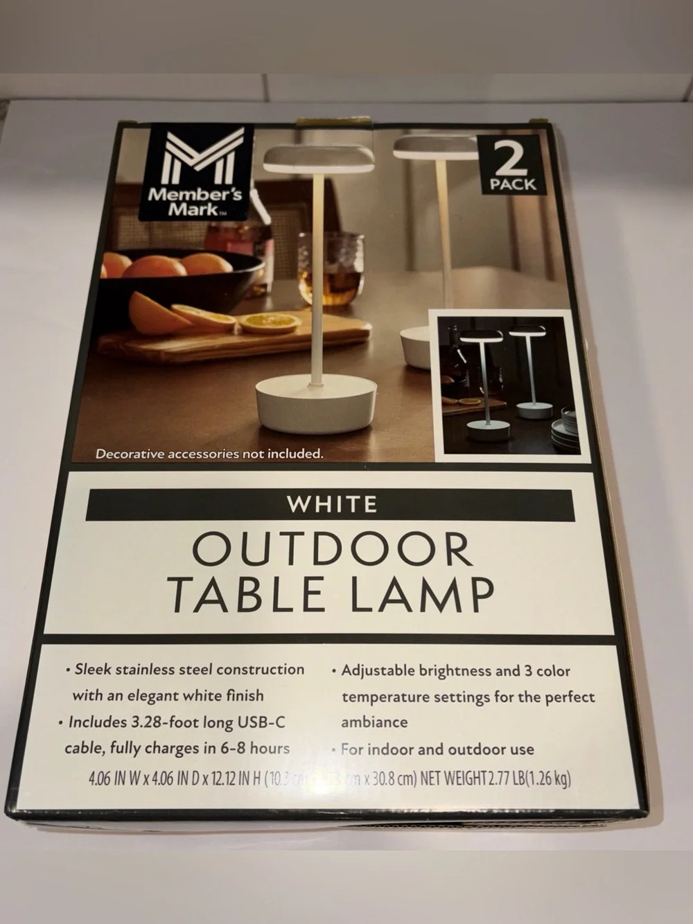 Member's Mark White Outdoor Table Lamp - 2 Pack